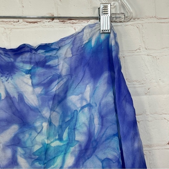 Gottex 100% Silk Floral Purple Scarf Wrap Shawl Beach One Size Cover Up 48X25 - Picture 3 of 6